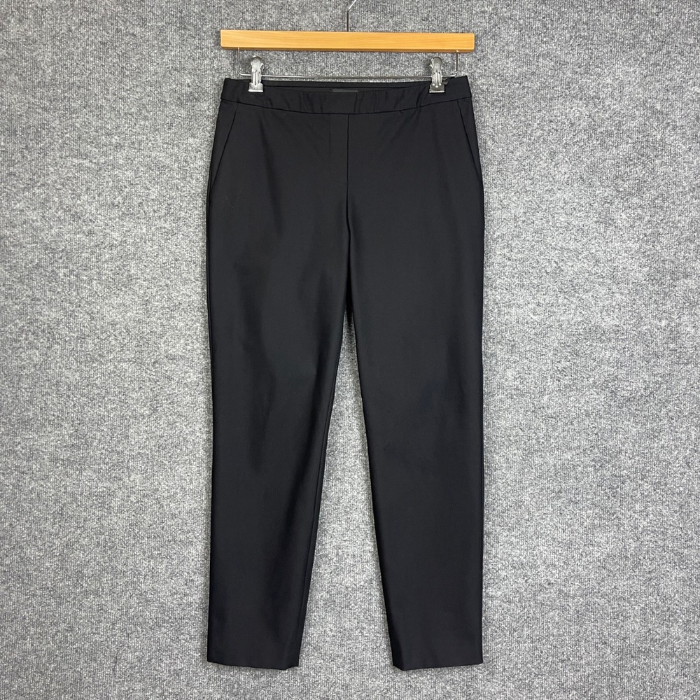 Theory Trousers Womens 6 Black Excellent Tapered Ankle Dress Pants Slim Fit
